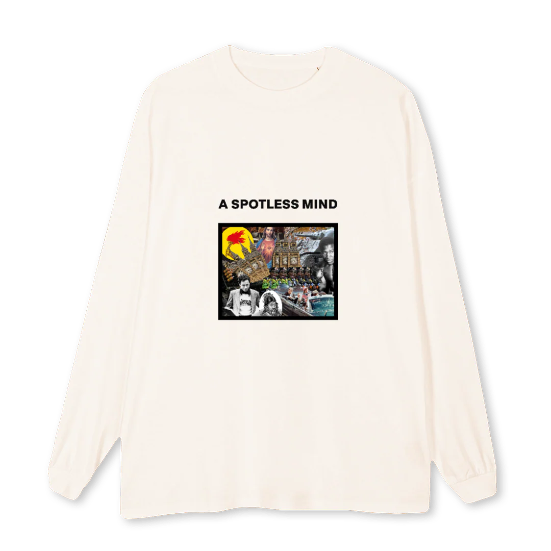 COLLAGEONE Vintage White Oversized LS Tee.