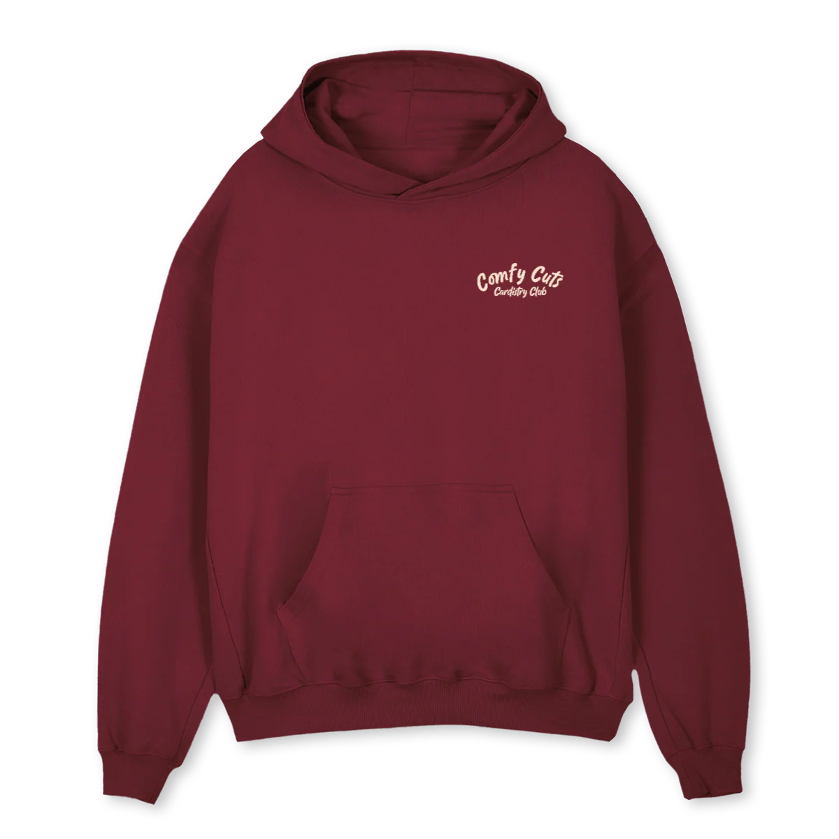 COMFY CUTS Burgundy Oversized Hoodie.