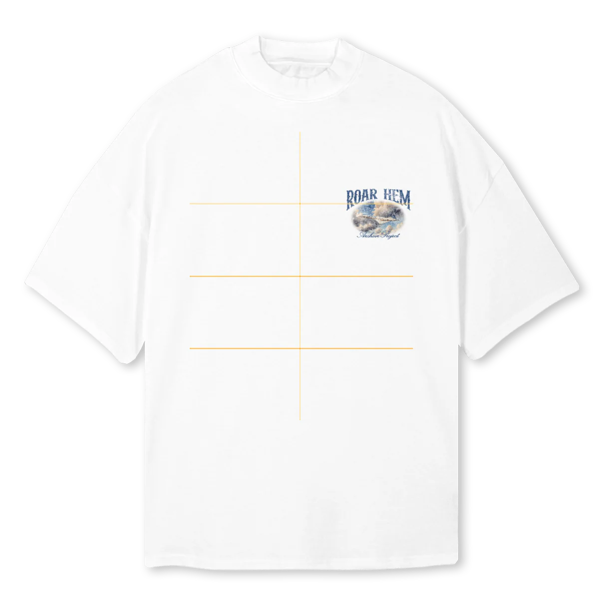 CONCORED  White Oversized Mock Neck Tee.
