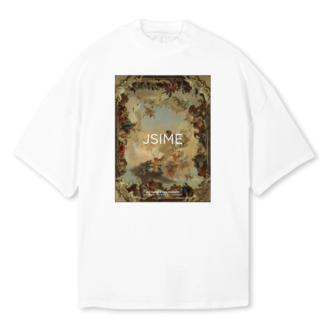 CONSTELATION MOCK White Oversized Mock Neck Tee.