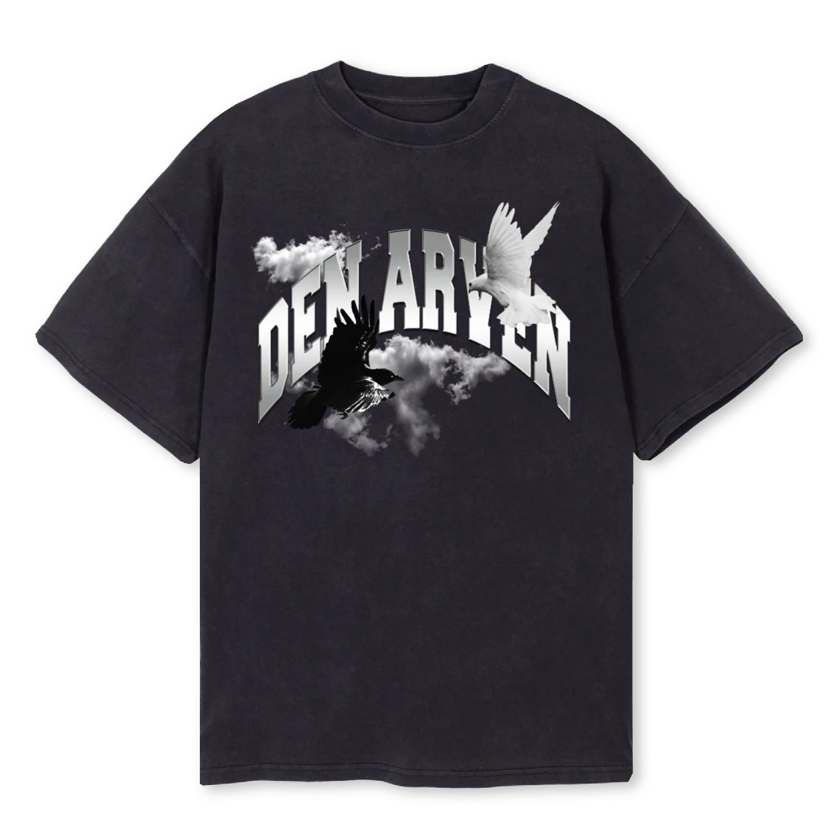 RAVEN AND DOVE Vintage Black Oversized Tee.