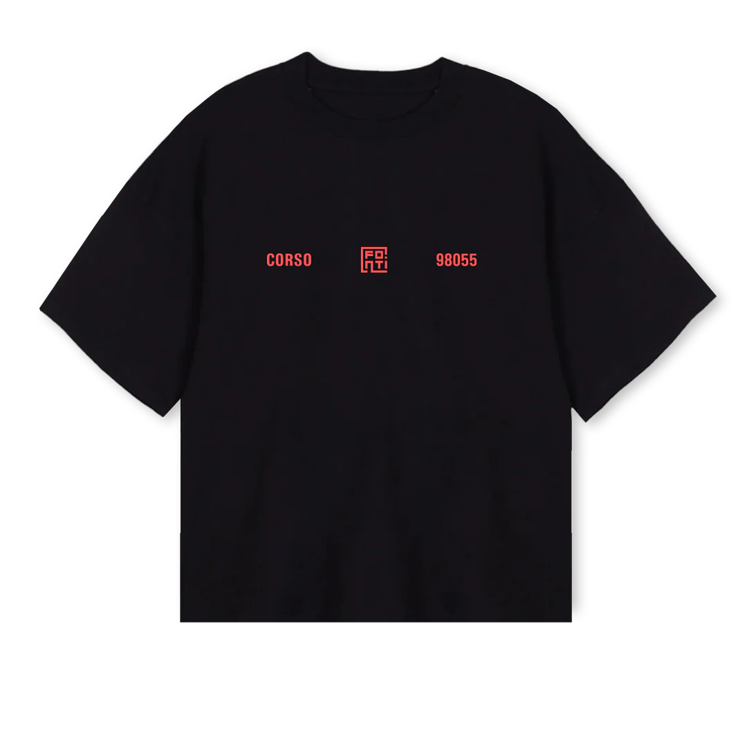 CORSO Black Oversized Boxy Tee.