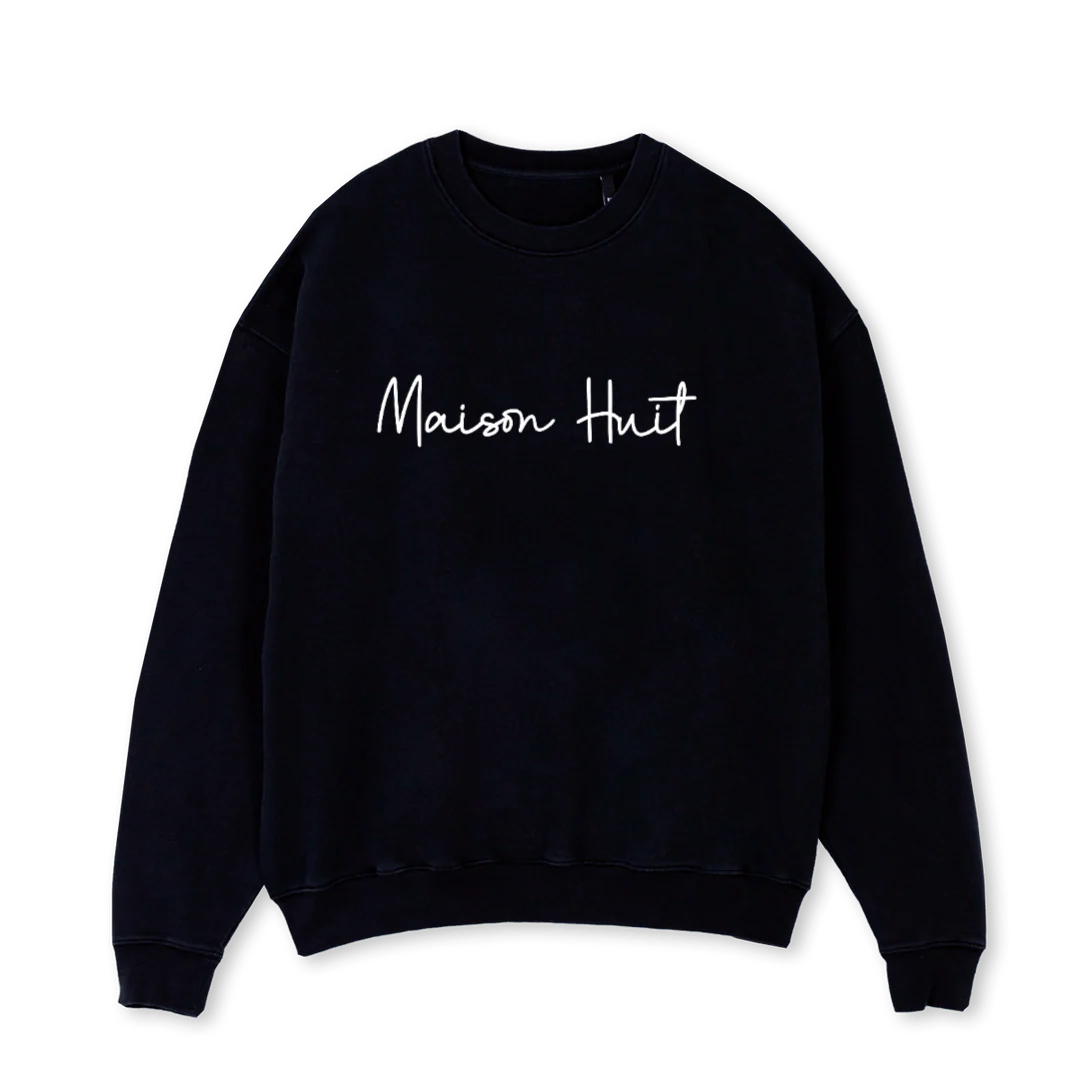 COUTREFIVE Black Oversized Crewneck Sweater.