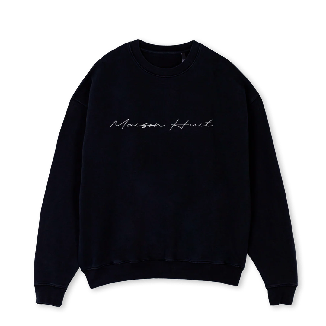 COUTUREFOUR Black Oversized Crewneck Sweater.