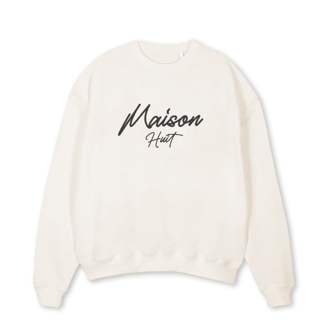 COUTUREONE Vintage White Oversized Crewneck Sweater.