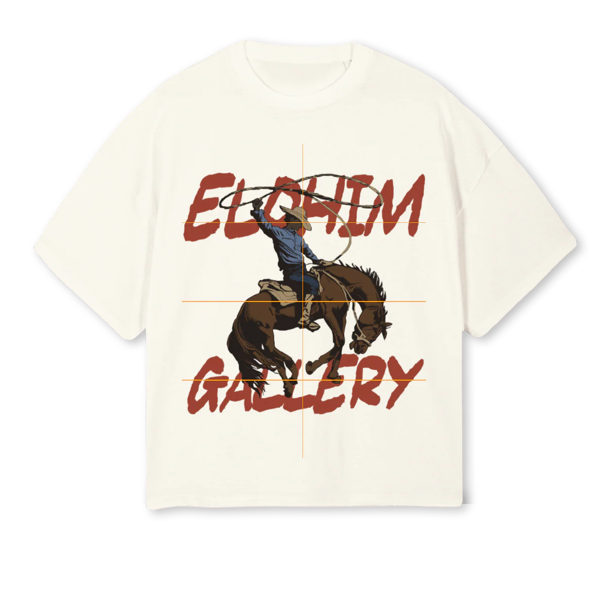 COWBOY Cream Oversized Boxy Tee.