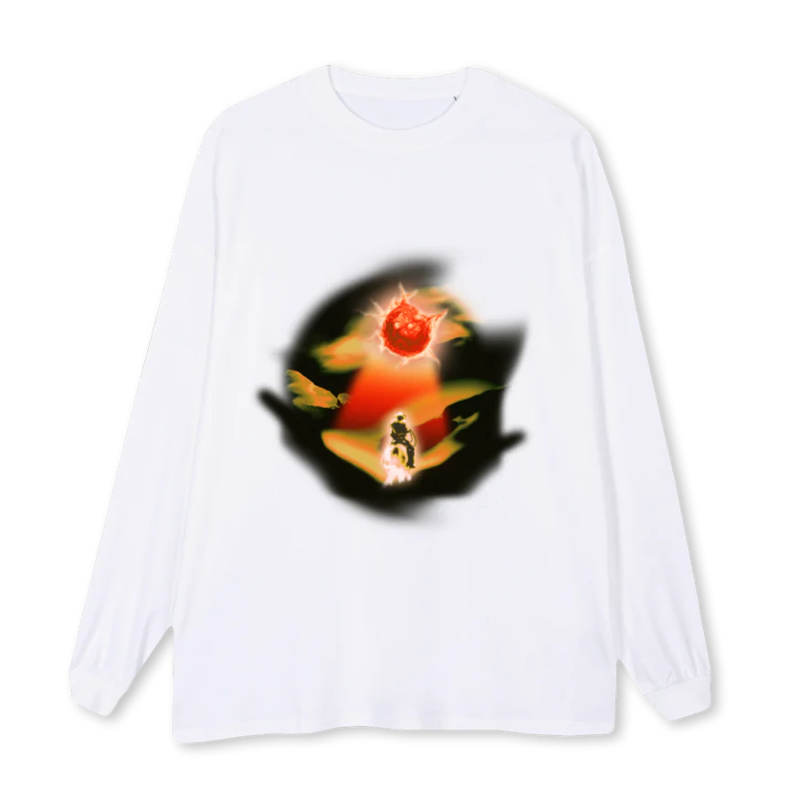 COWBOYSUNSETDONE White Oversized LS Tee.