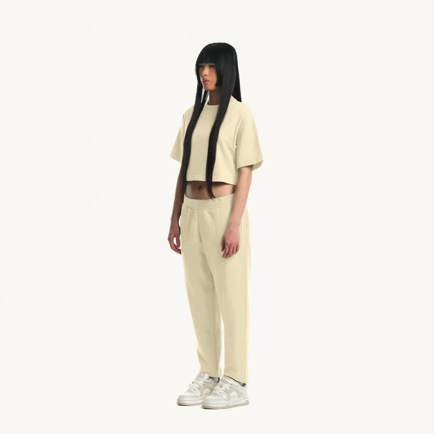 Cream Cropped Oversized Tee. - Image 3