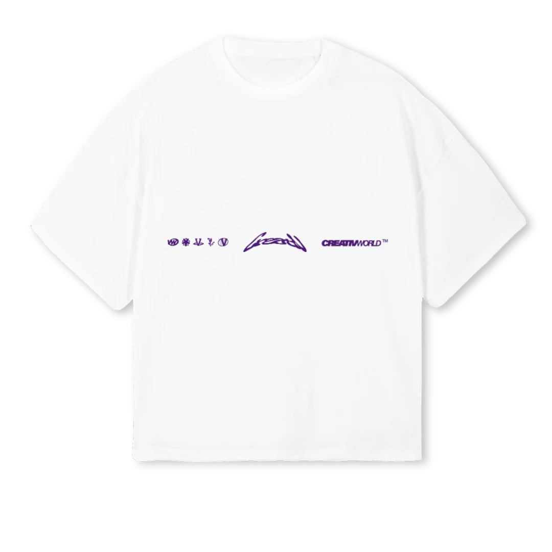 CREATIVWORLD White Oversized Boxy Tee.