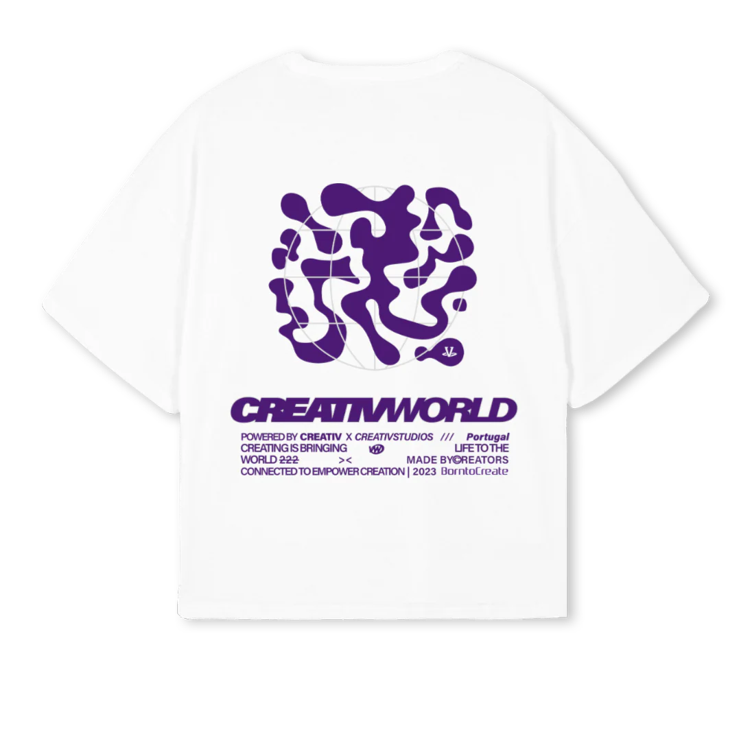 CREATIVWORLD White Oversized Boxy Tee. - Image 2