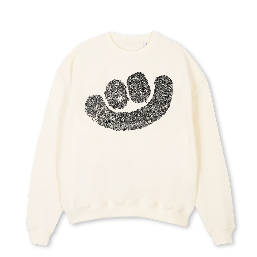 CREMESMILEYCREW Cream Oversized Crewneck Sweater.