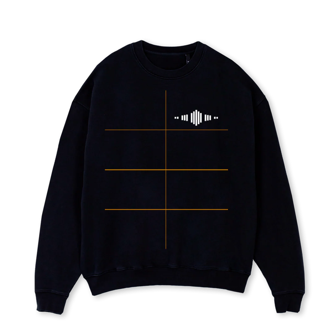 CREWBLWHIIGS Black Oversized Crewneck Sweater.
