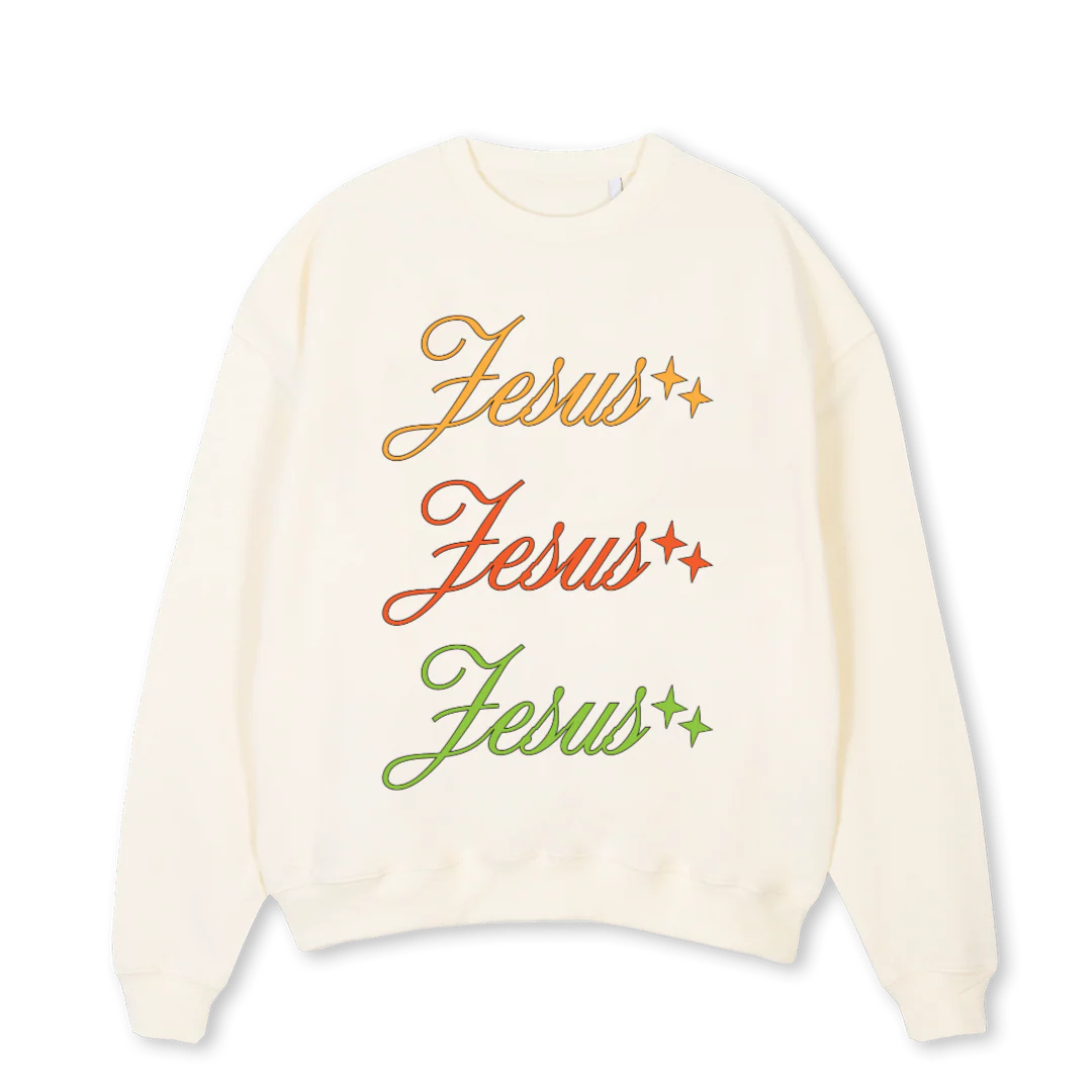CREWGOAT Cream Oversized Crewneck Sweater.