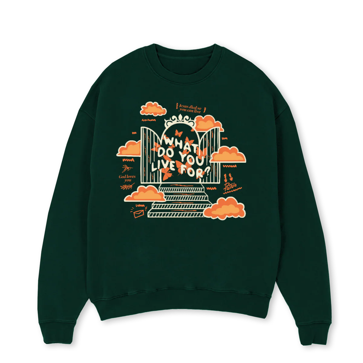 CREWLIVEFOR Wild Green Oversized Crewneck Sweater.