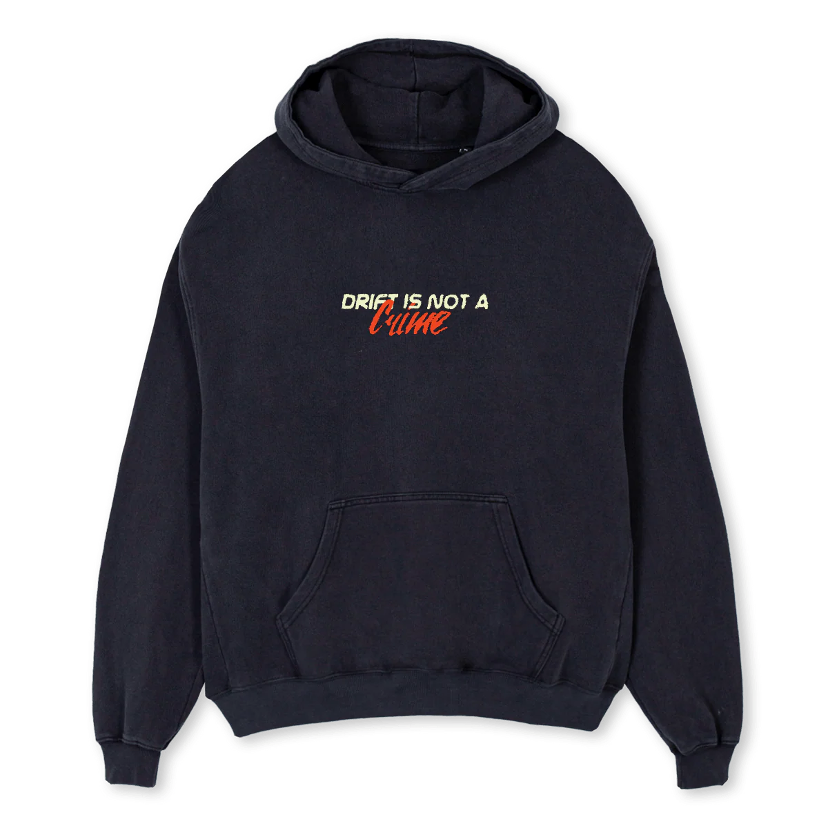 CRIME Vintage Black Oversized Hoodie.