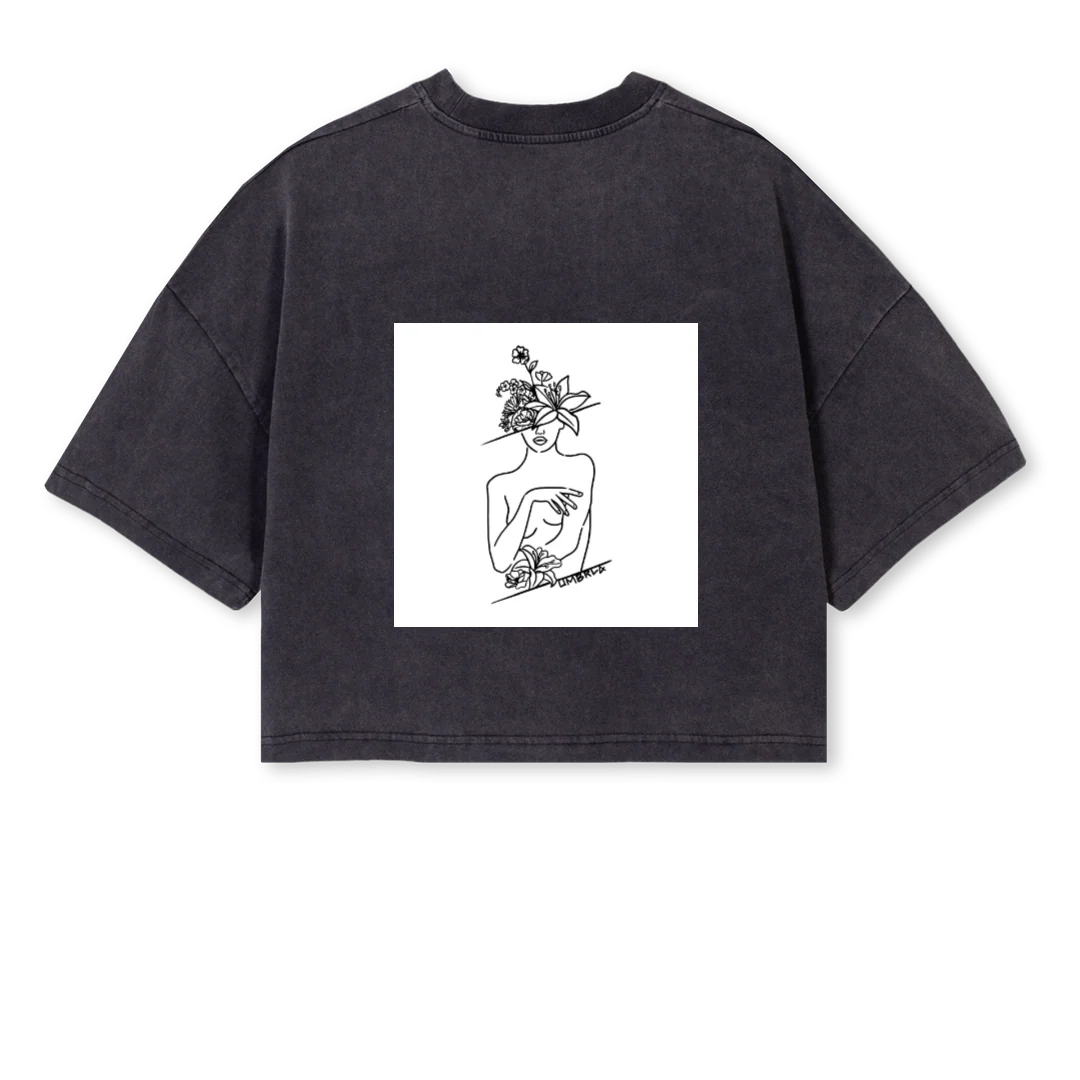 CROP Vintage Black Cropped Oversized Tee.(with your changes) - Image 2