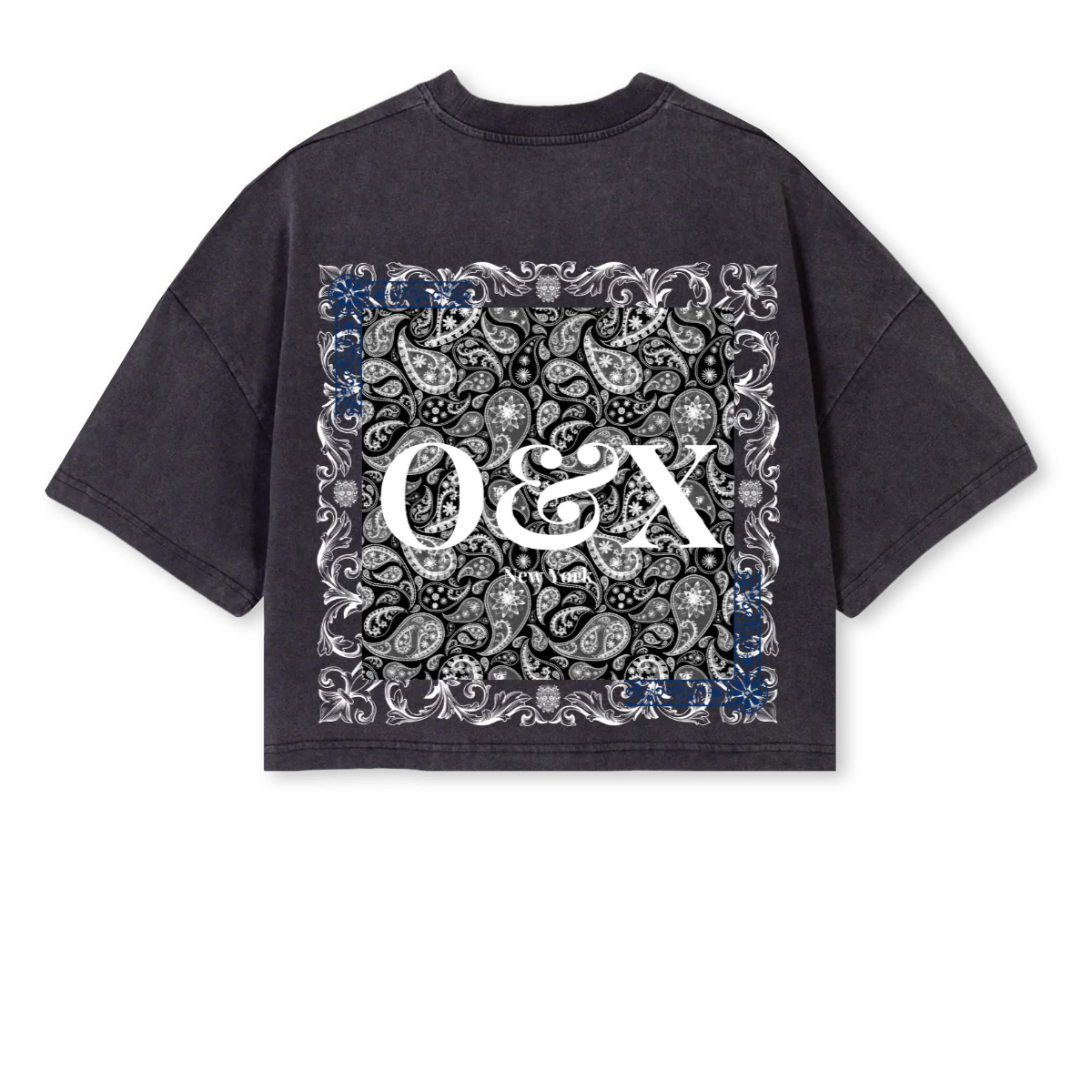 CROPBANDANATEE Vintage Black Cropped Oversized Tee. - Image 2