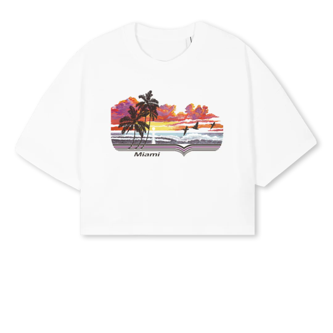 CROPBRIGHT White Cropped Oversized Tee.
