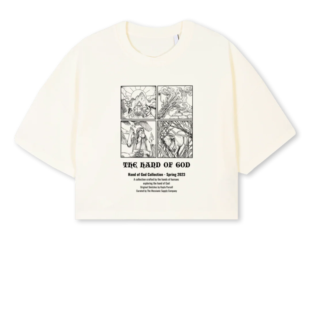 CROPCREAMHOG Cream Cropped Oversized Tee.
