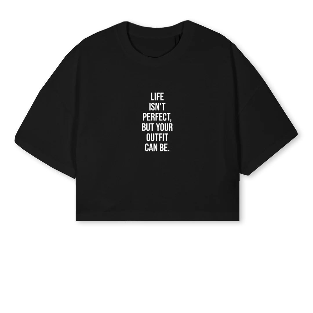 CROPDONNAMODB Black Cropped Oversized Tee.