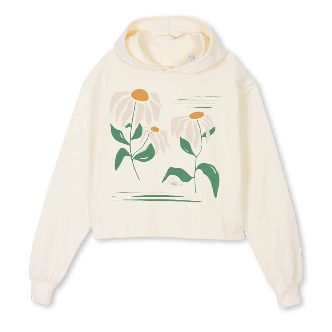 CROPHODFLOWER Cream Cropped Hoodie.