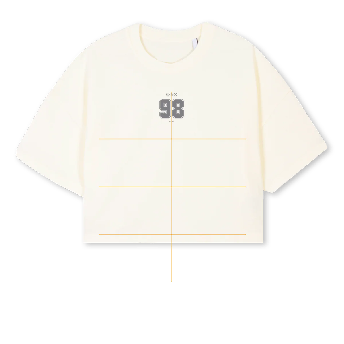 CROPNUMBERTEE Cream Cropped Oversized Tee.