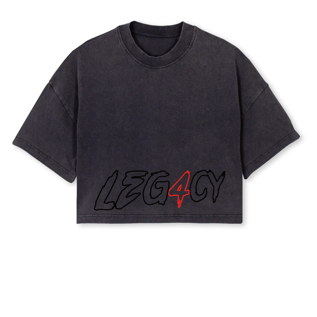 CROPPP Vintage Black Cropped Oversized Tee.