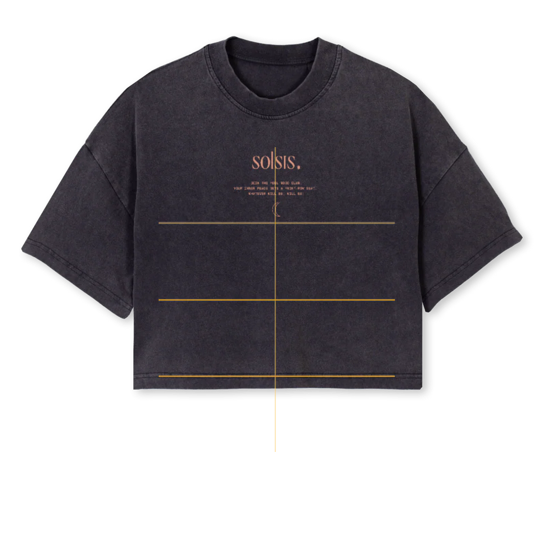 CROPSOLBLK Vintage Black Cropped Oversized Tee.