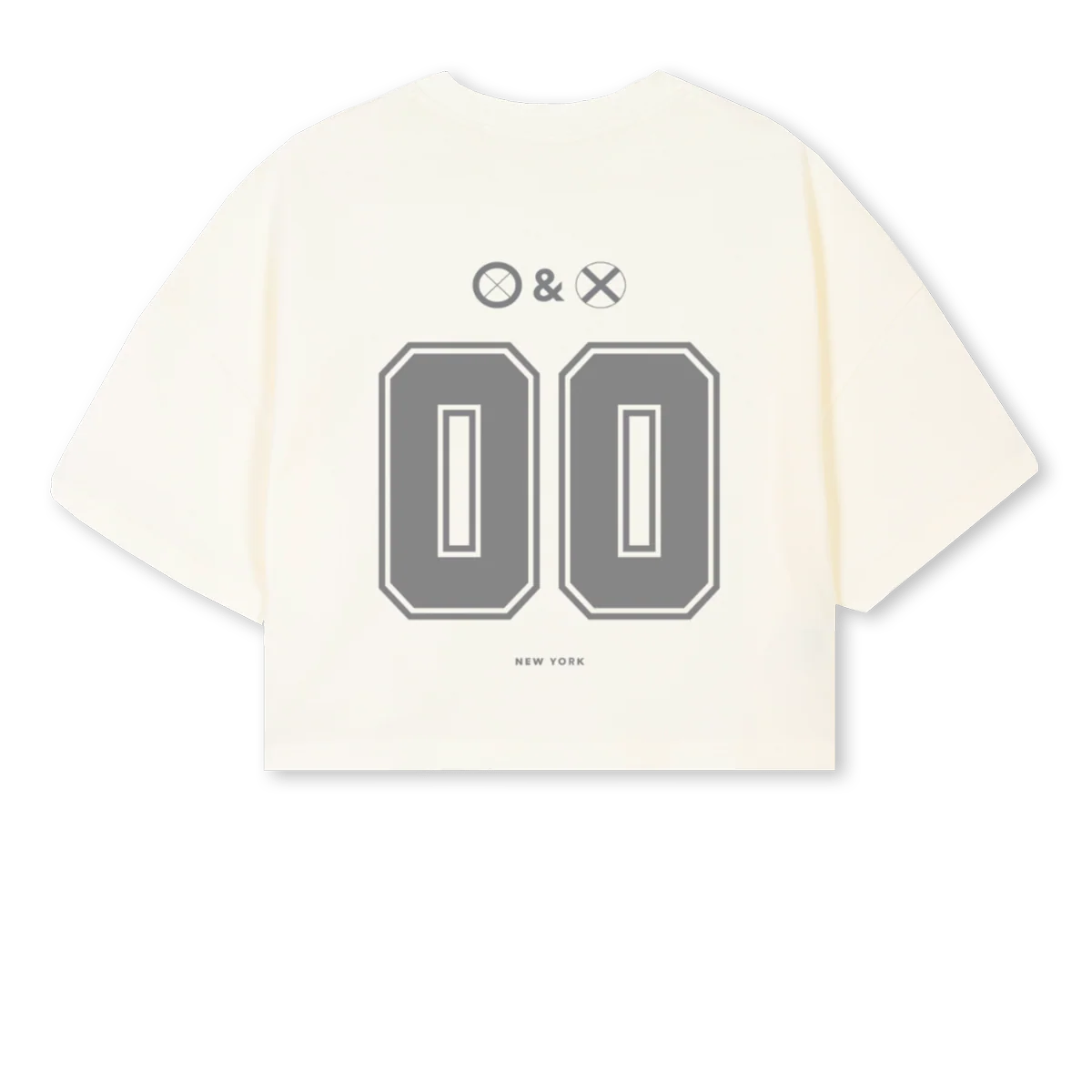 CROPTEENUMBER Cream Cropped Oversized Tee. - Image 2