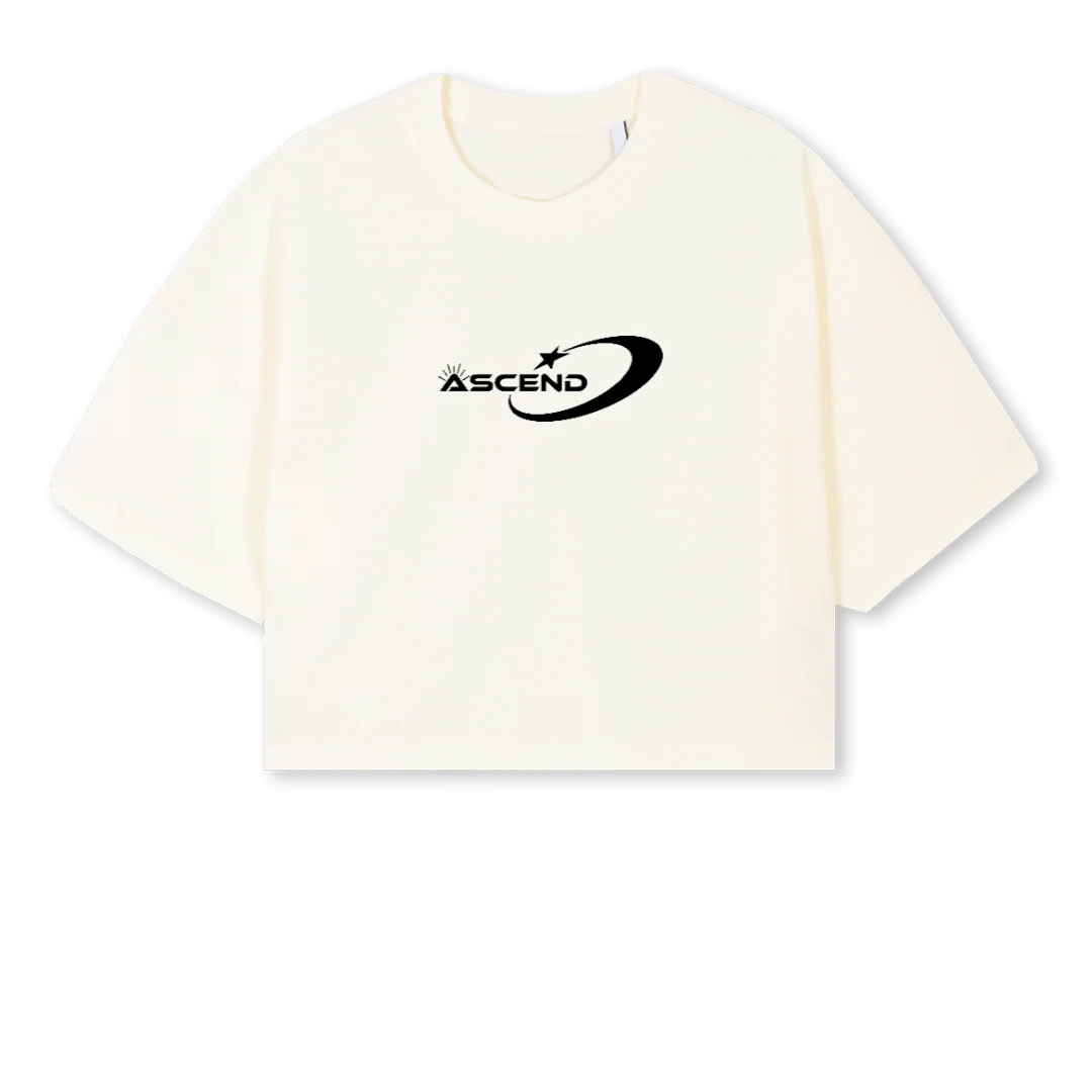 CROPTHREE Cream Cropped Oversized Tee.