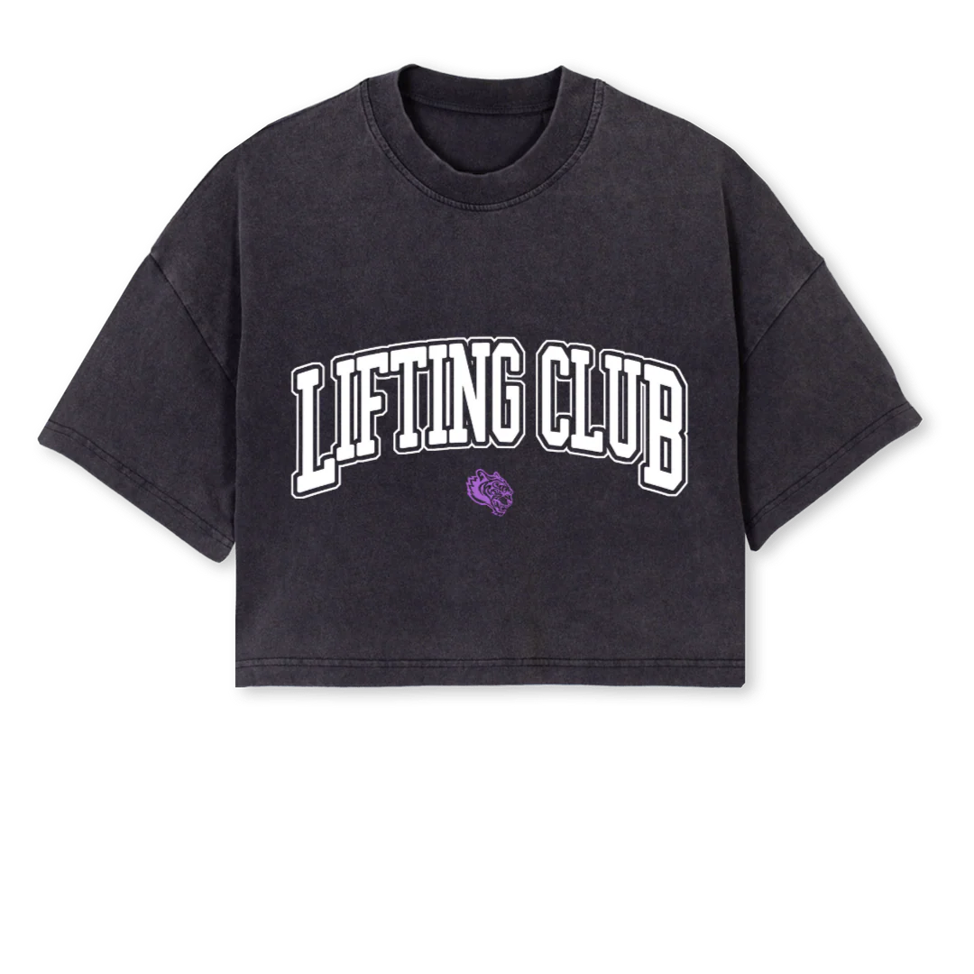 CROPTOP PURPLE BLESS Vintage Black Cropped Oversized Tee.