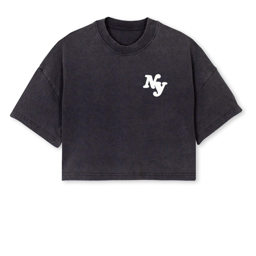 CROPTOPNYIMAGE Vintage Black Cropped Oversized Tee.