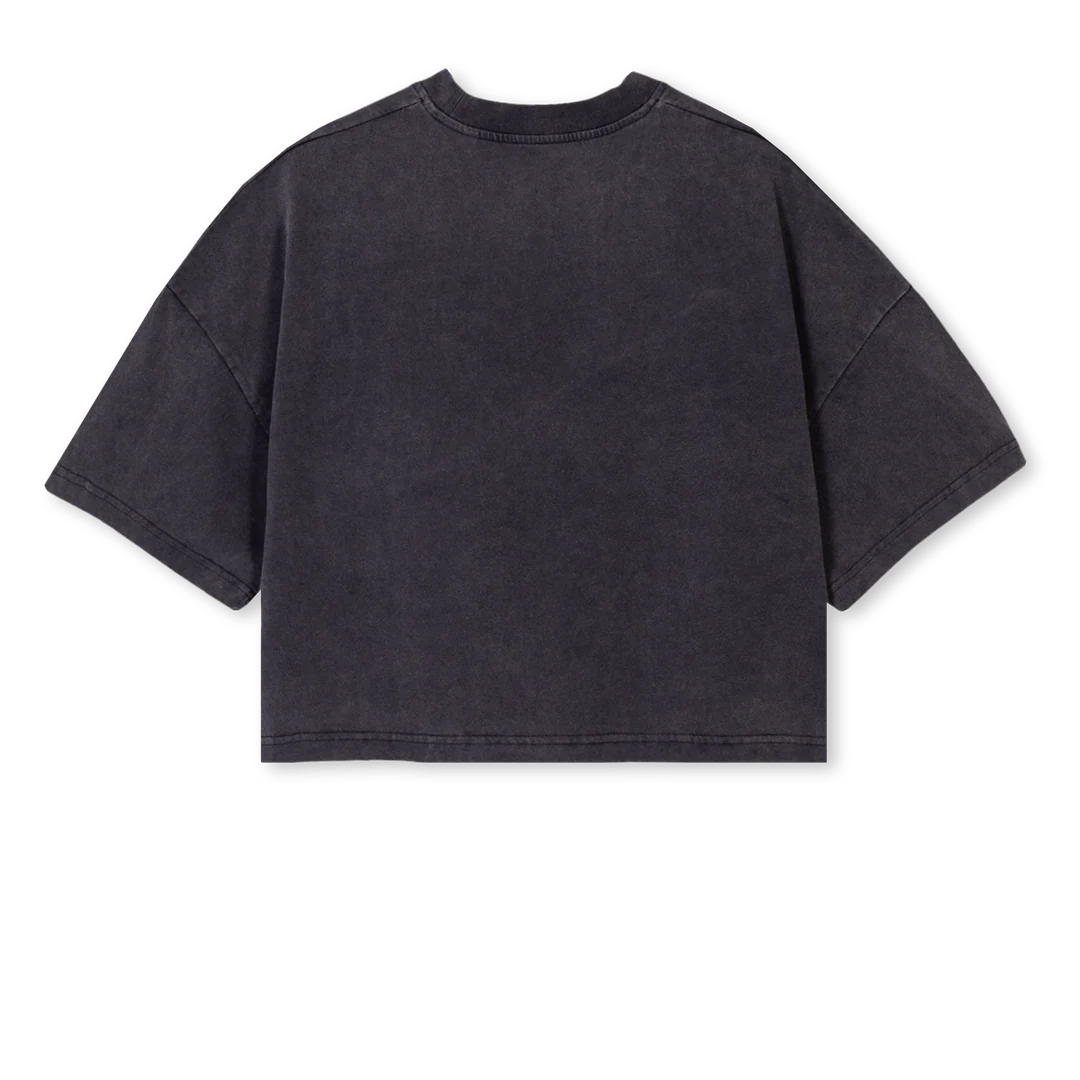 CROPTOPNYIMAGE Vintage Black Cropped Oversized Tee. - Image 2