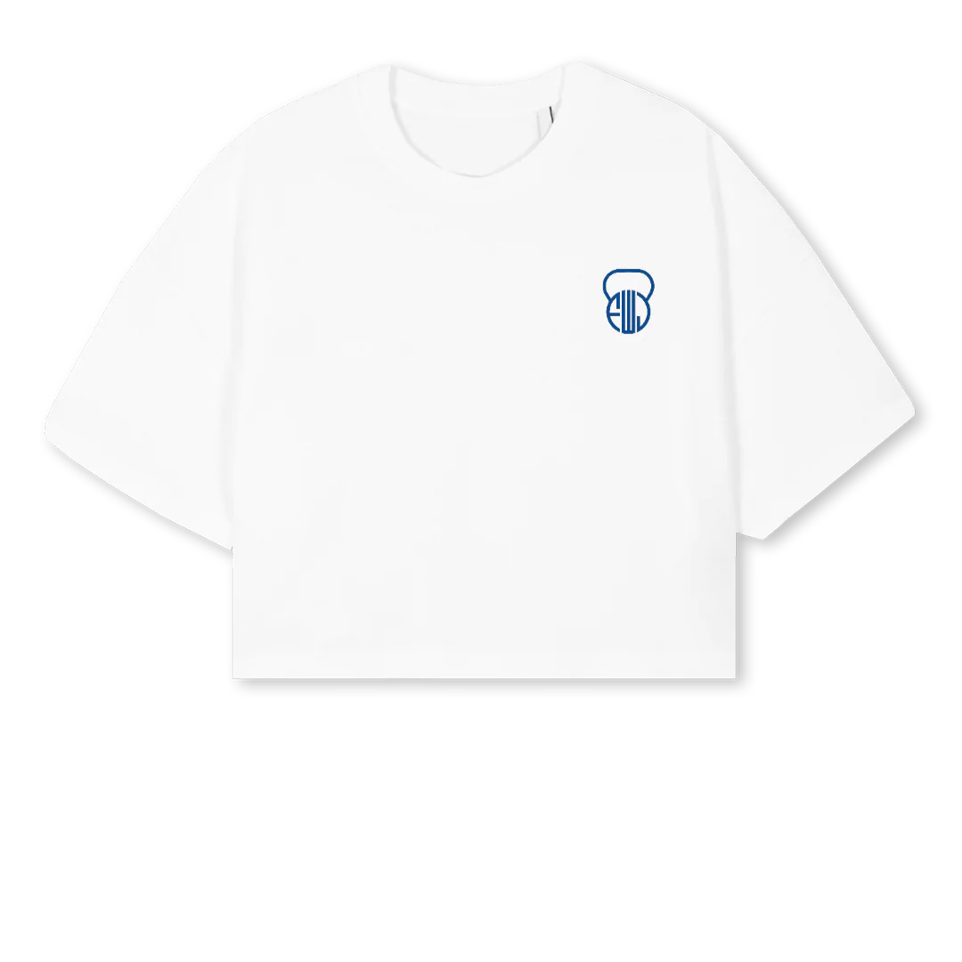 CROPTOPWHITEM White Cropped Oversized Tee.