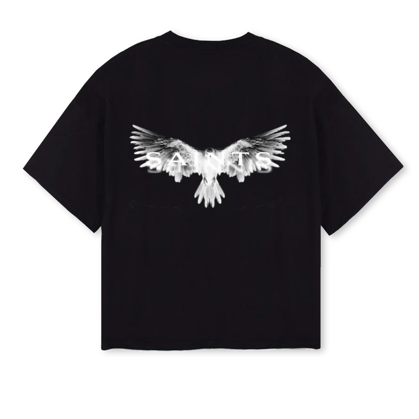 CROWSAINTS Black Oversized Boxy Tee. - Image 2