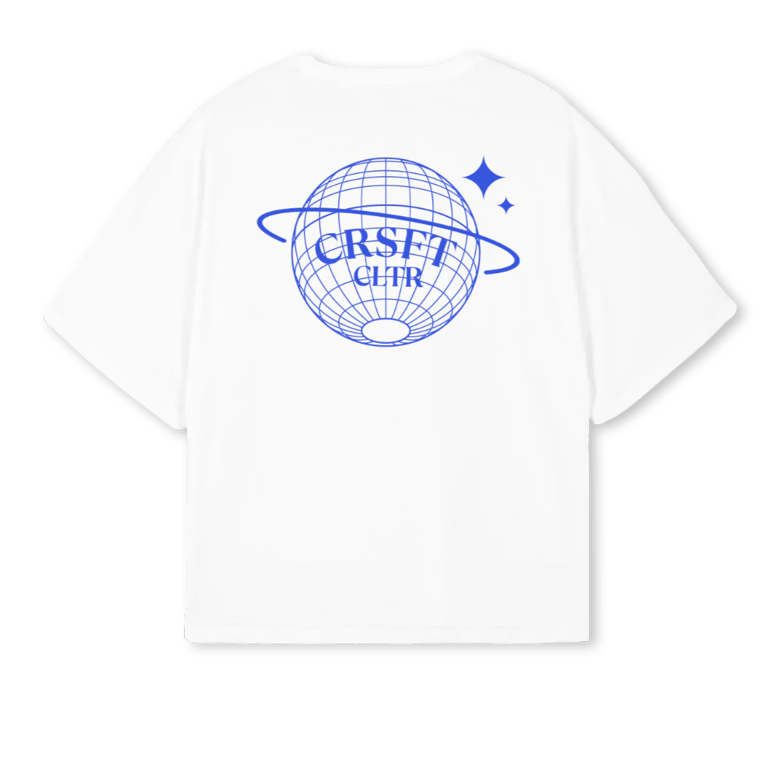 CRSFT_1  White Oversized Boxy Tee. - Image 2