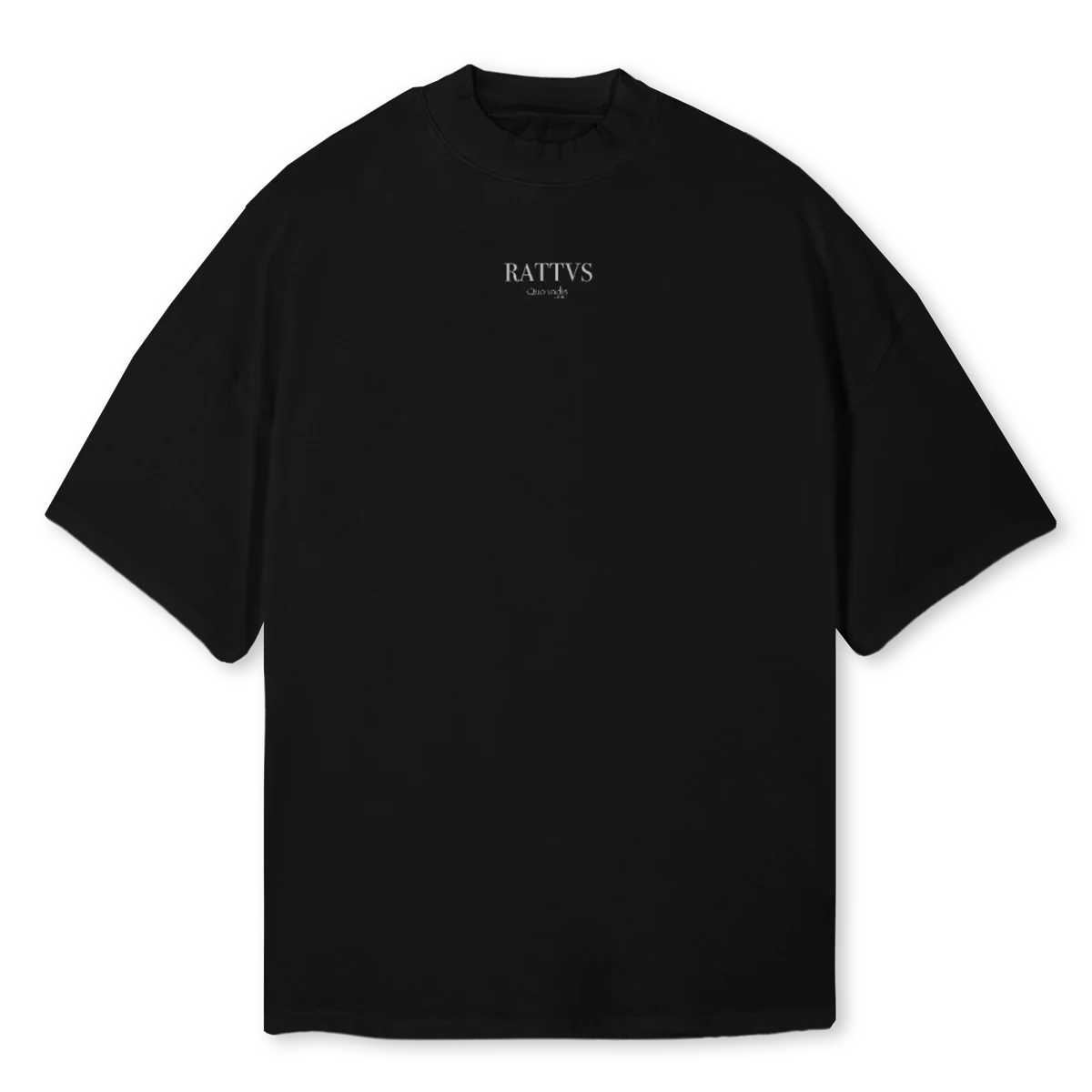 CRUCIFIGI PRETO Black Oversized Mock Neck Tee.