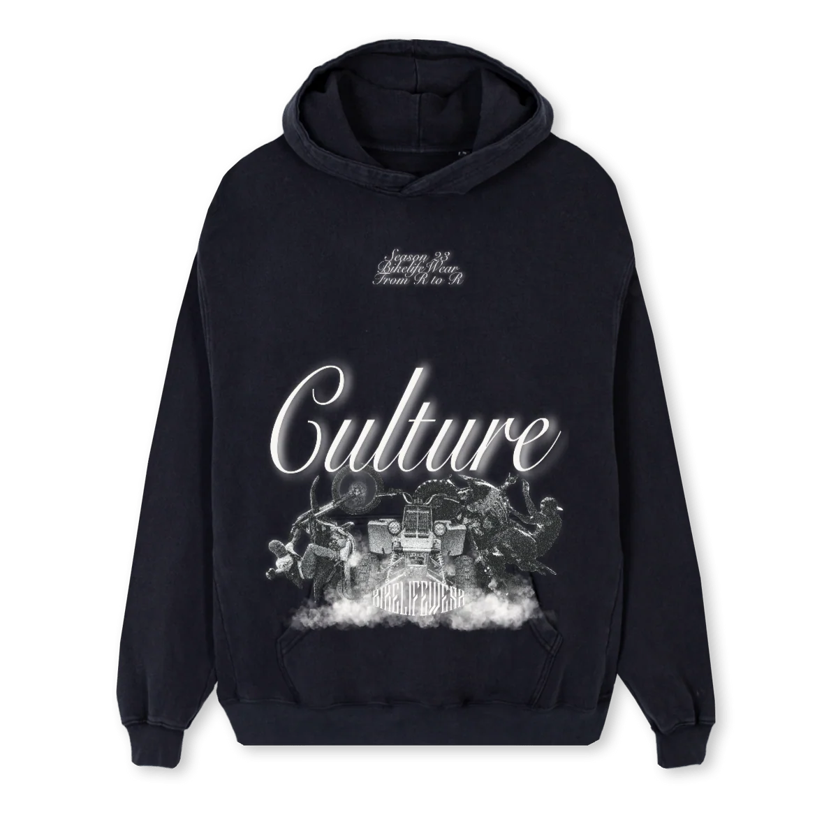 CULTURE UPGRADE Vintage Black Regular Hoodie.