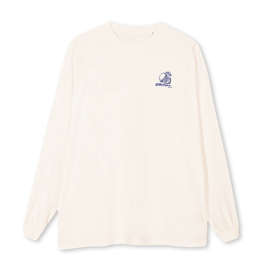 CULTVRE LIMON Vintage White Oversized LS Tee.
