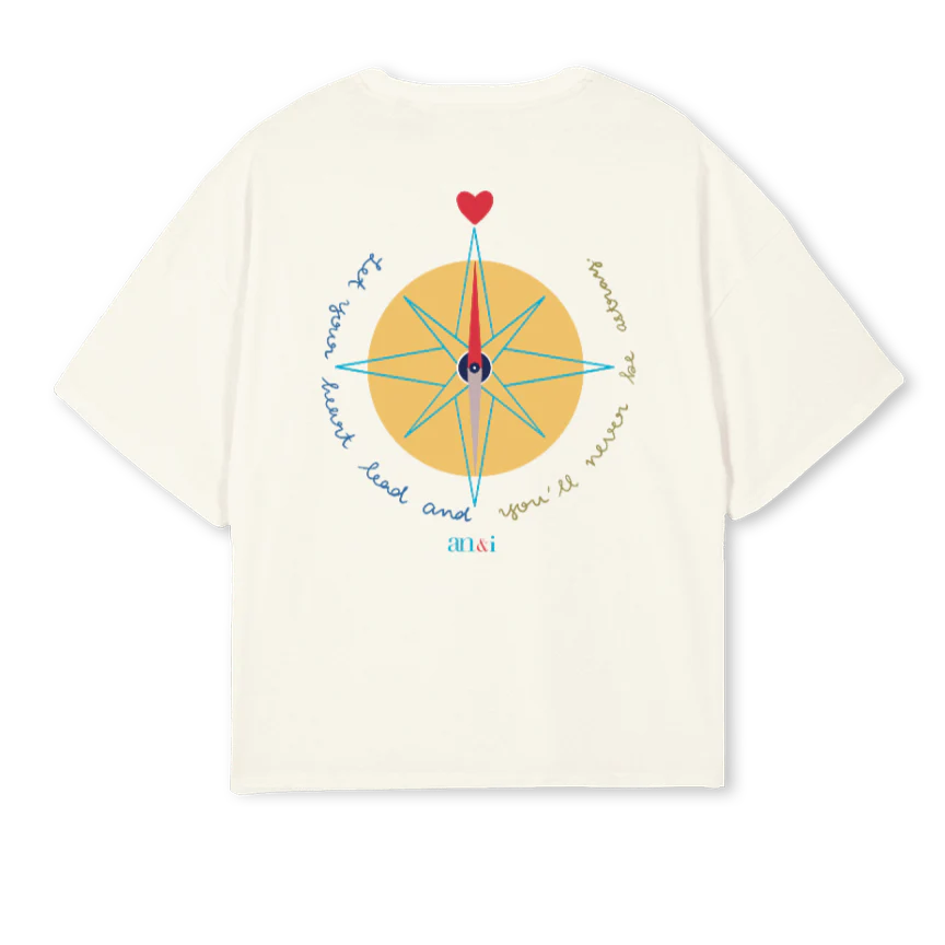 CUMPASSMED Cream Oversized Boxy Tee. - Image 2
