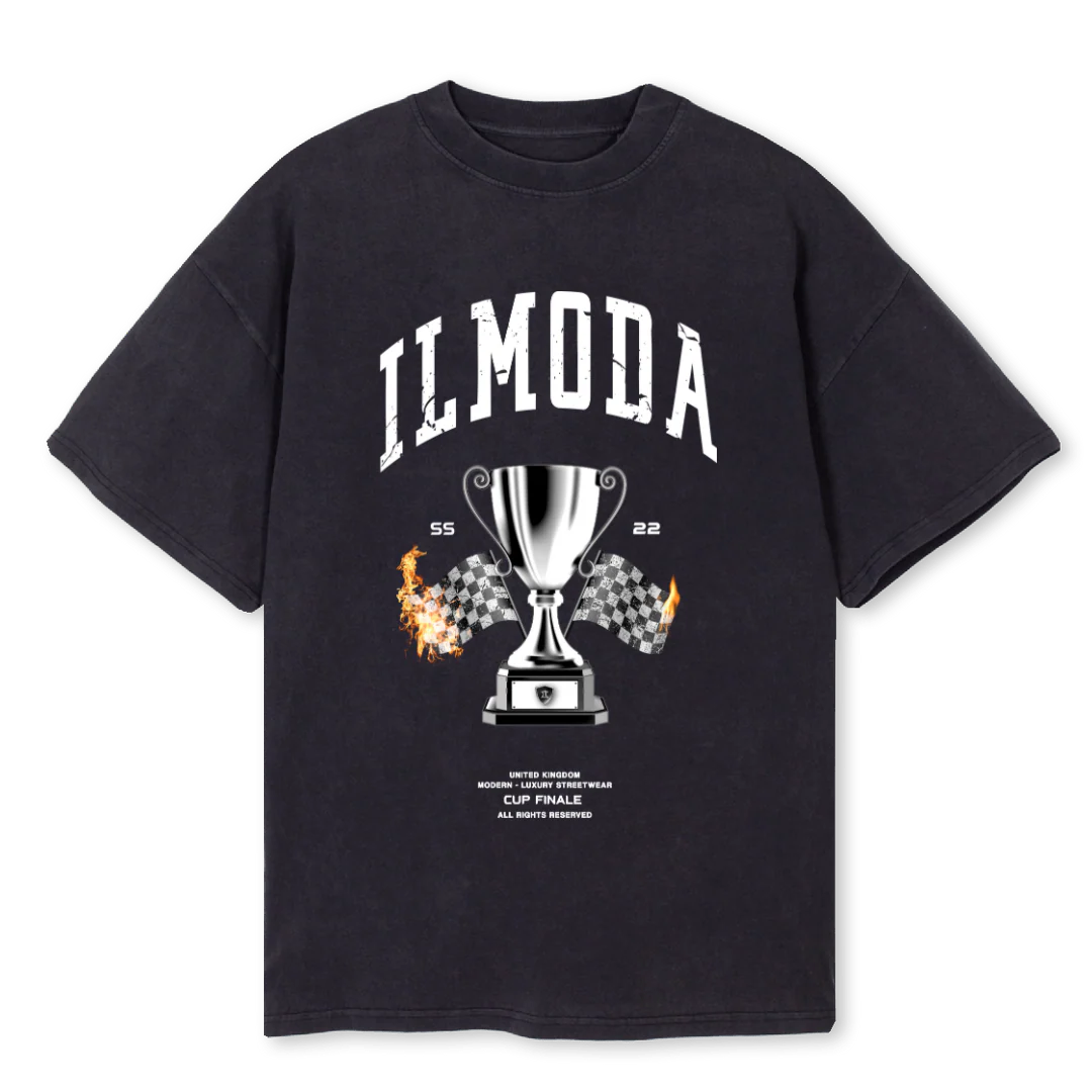 CUP FINALE Vintage Black Oversized Tee.