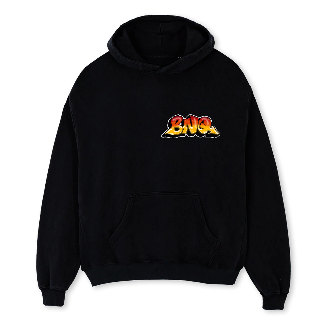 CURRENCY Black Oversized Hoodie.