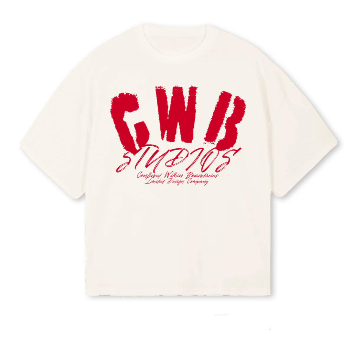 CWBREDVWHITESAMPLE Vintage White Oversized Boxy Tee.
