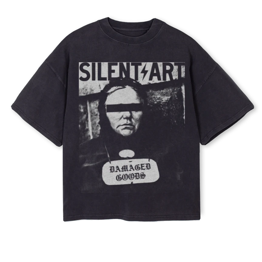 DAMAGED GOODS Vintage Black Oversized Boxy Tee.