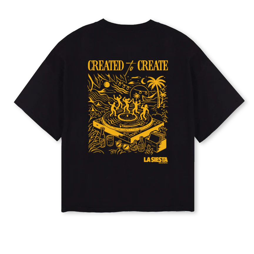 DANCEYELLOWBLACK Black Oversized Boxy Tee. - Image 2