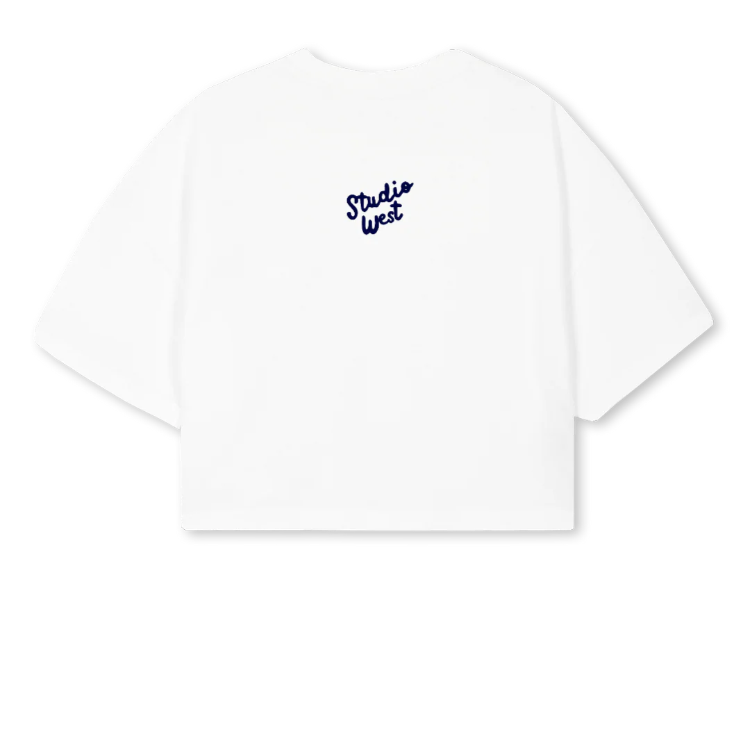 DASTUDIO White Cropped Oversized Tee. - Image 2