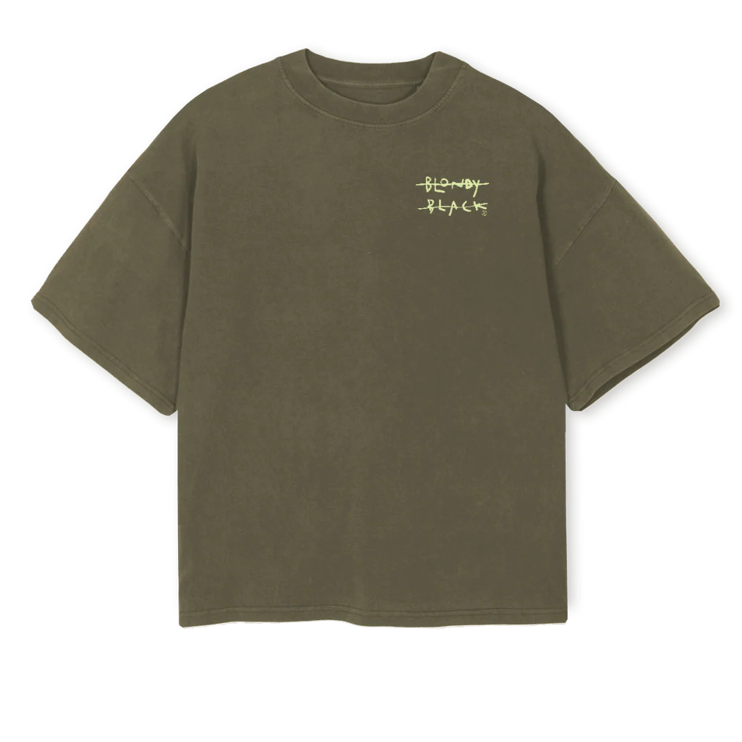 DAVIDPENN Vintage Olive Oversized Boxy Tee.