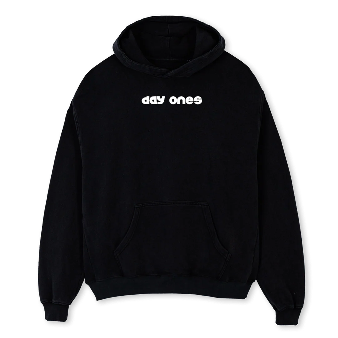 DAY ONES Black Oversized Hoodie.