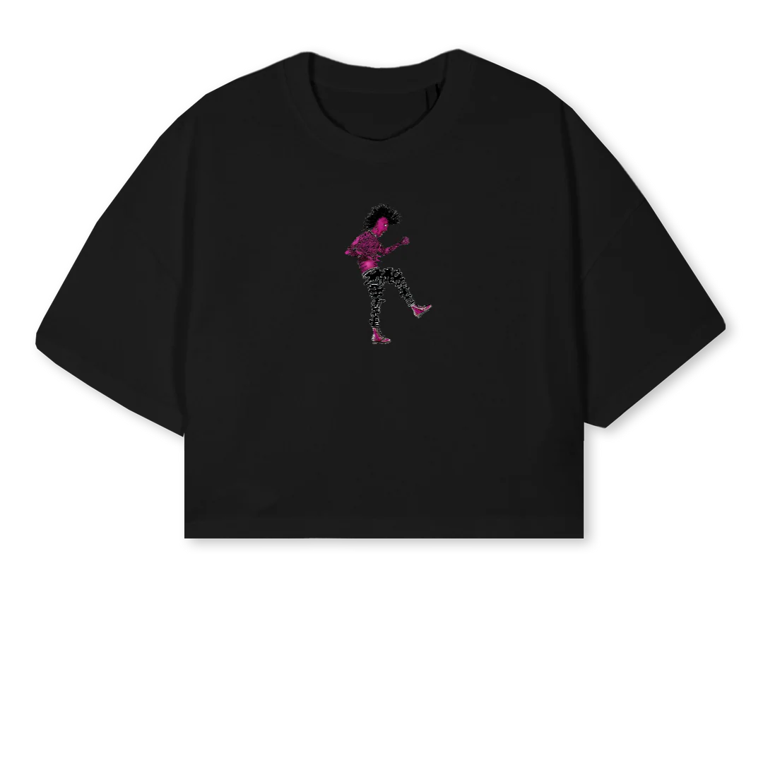 DEALER JOYEUX COUPER Black Cropped Oversized Tee.
