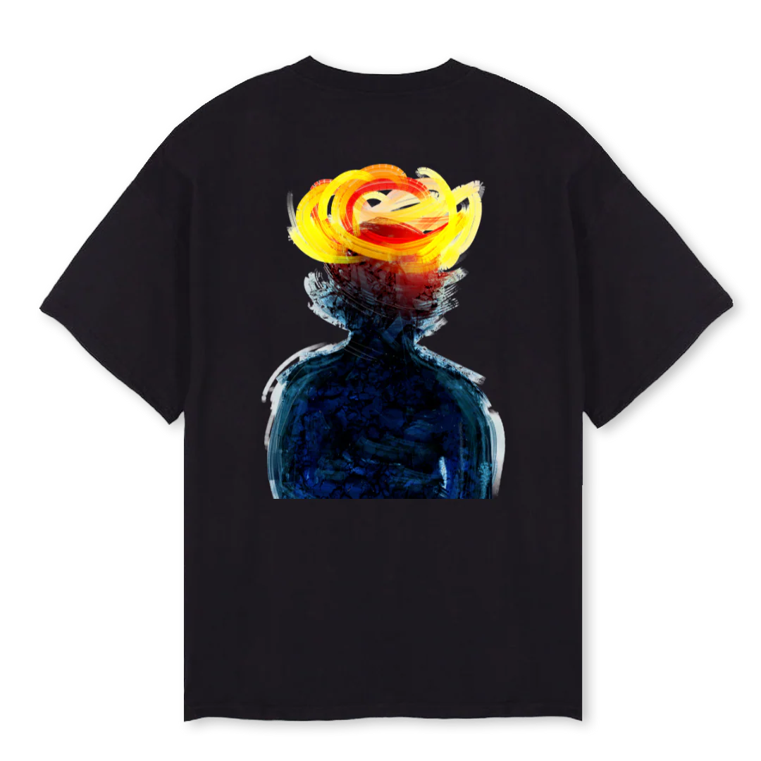 VIBES_B Black Oversized Tee. - Image 2